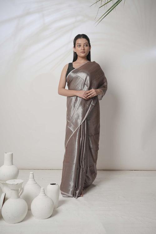 Bhavya | Pastel Coffee Handloom Tissue saree