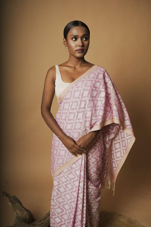 Ballet I Pink Saree with White Jacquard