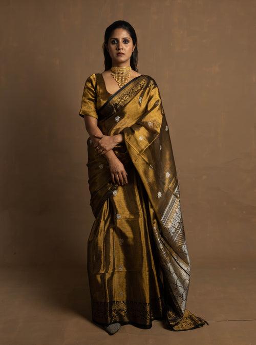 Muharat I Handloom Gold Tissue Banarasi