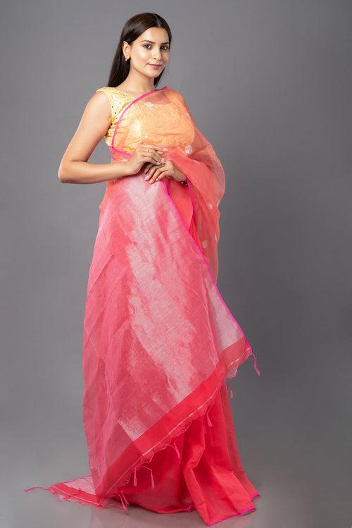 peach-blush handloom saree