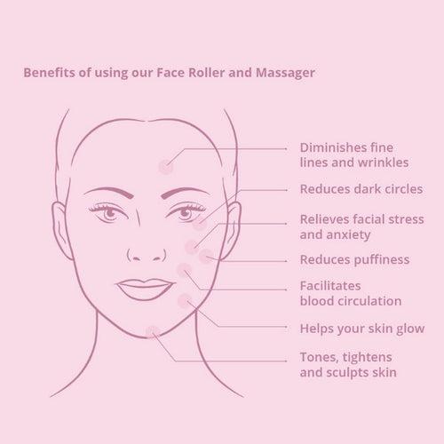 Rose Quartz Face Yoga Massage Roller with FREE Gold Beauty Elixir Oil 3ml