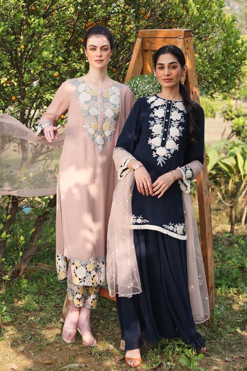 Navy Harvest Sharara Set