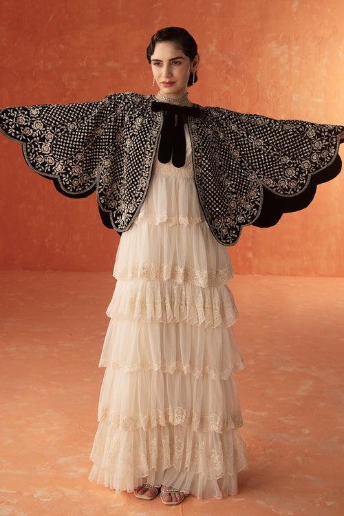 Black Embroidered Cape