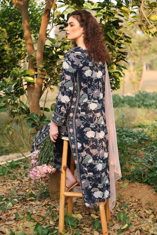 Navy Printed Gardenia Kurta Set