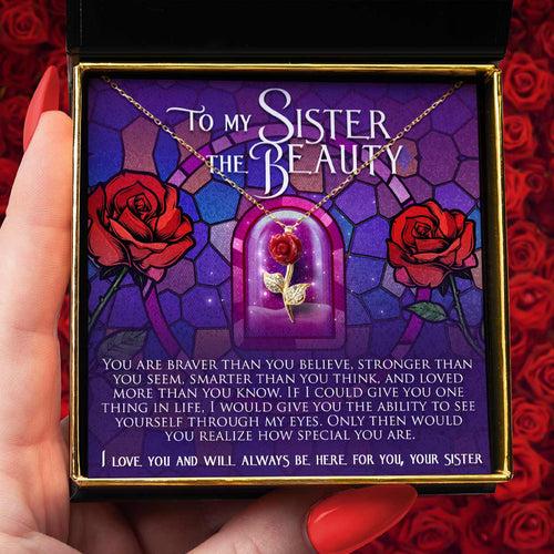 Meaningful Gift For Sister - Pure Silver Red Rose Necklace Gift Set