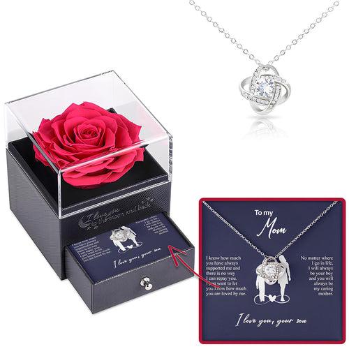 Unique Gift For Mother From Son/Daughter  - Pure Silver Necklace In Rose Drawer Box Gift Set