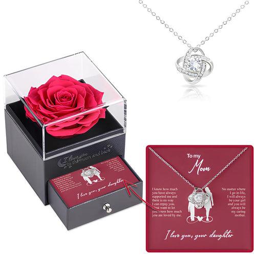 Unique Gift For Mother From Son/Daughter  - Pure Silver Necklace In Rose Drawer Box Gift Set