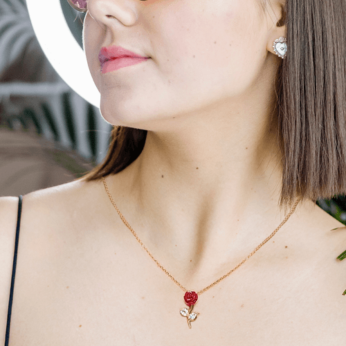 Meaningful Gift For Sister - Pure Silver Red Rose Necklace Gift Set