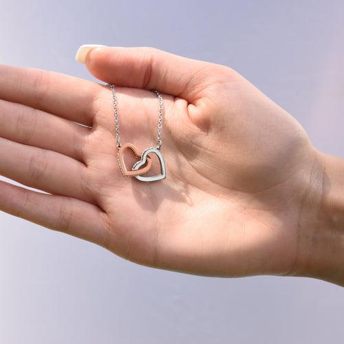 Unique Gift For Fiance Female - Pure Silver Interlocking Hearts Necklace Gift Set