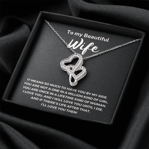 Most Special Gift For Wife 2024 - Pure Silver Double Heart Necklace Gift Set