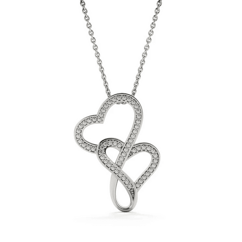 Most Special Gift For Wife 2024 - Pure Silver Double Heart Necklace Gift Set