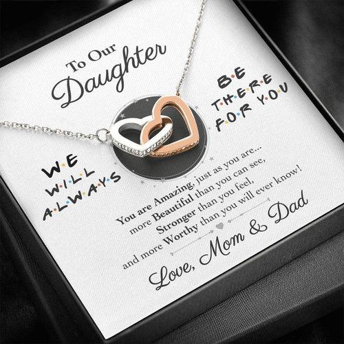 Lovely Gift For Daughter - Pure Silver Interlocking Hearts Necklace Gift Set