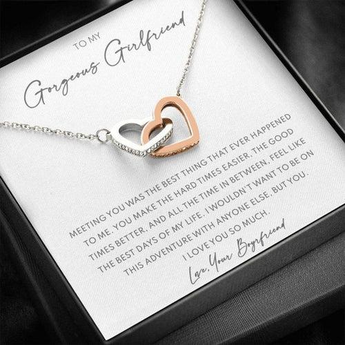 Special Heartfelt Gift For Girlfriend - Pure Silver Interlocking Hearts Necklace Gift Set