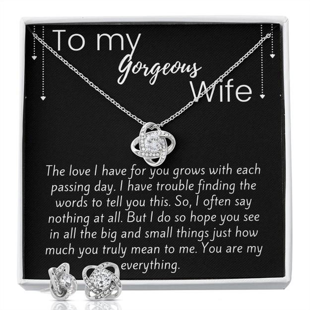 Most Special Gift Idea for Wife - Pure Silver Necklace & Earrings Gift Set