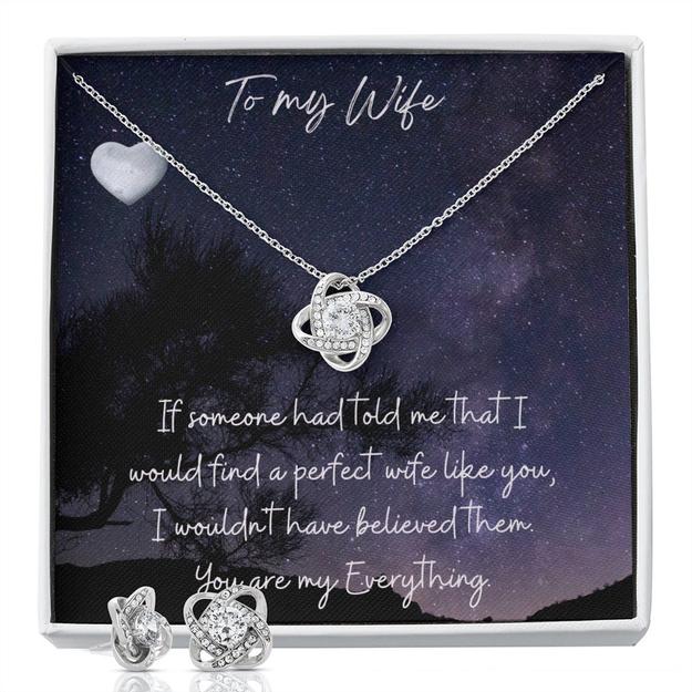 Romantic Gift Idea for Wife - Pure Silver Necklace & Earrings Complete Gift Set