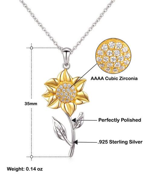 Perfect Gift Idea For Wife - Pure Silver Sunflower Necklace Gift Set