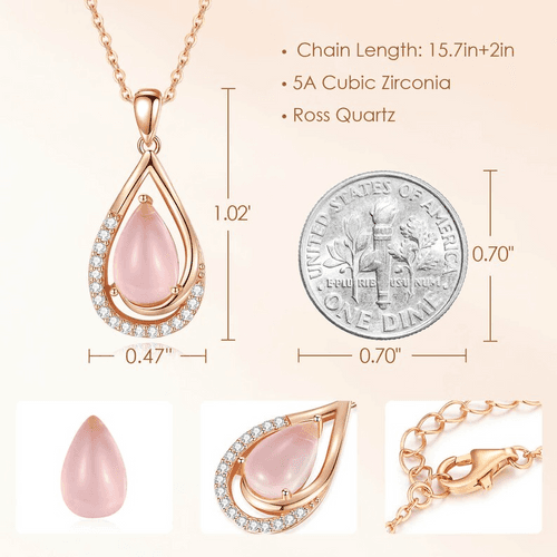 Heartfelt Gift For Daughter From Dad 2024 - Rose Quartz Pure Silver Necklace Gift Set