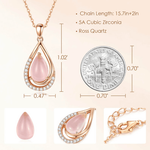 Most Unique Gift For Wife 2024 - Rose Quartz Pure Silver Necklace Gift Set