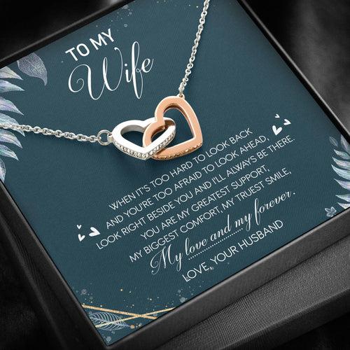 Unique Gift For Wife - Pure Silver Interlocking Hearts Necklace Gift Set