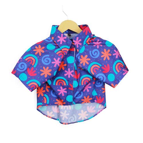 Dear Pet Rainbow Dog Shirt in Blue