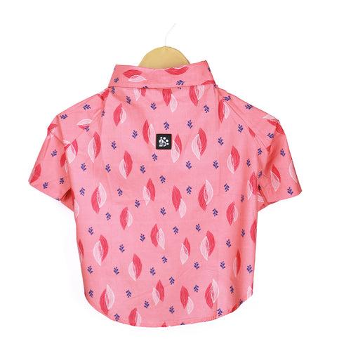 DearPet Double-Shades Leaves Dog Shirt in Pink