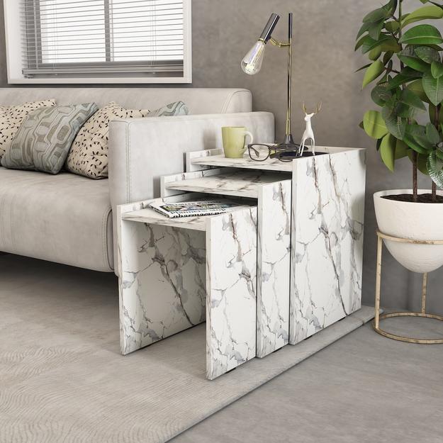 Flora Nesting Tables (Marble Finish Laminate)