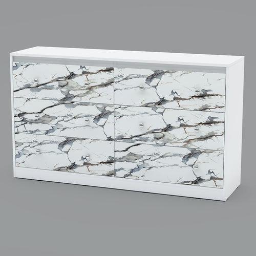 Liva Chest of Drawers (Marble finish Laminate & Moonshine White)