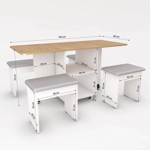 Bonbon 4 Seater Folding Dining Table with Inbuilt Seating