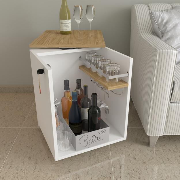 Classic Minibar Cabinet (Moonshine White Finish)