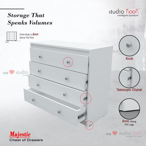 Majestic Chest of Drawers (Moonshine White, Matte Finish)