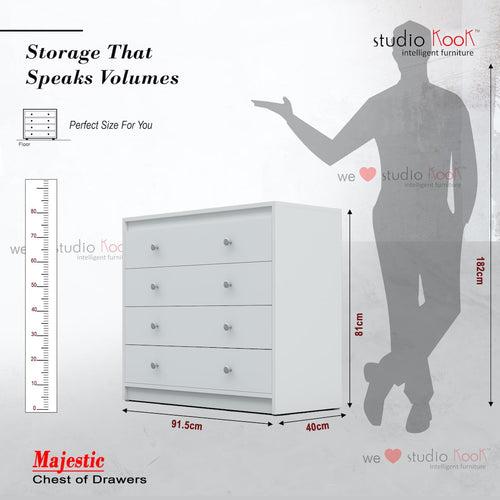 Majestic Chest of Drawers (Moonshine White, Matte Finish)