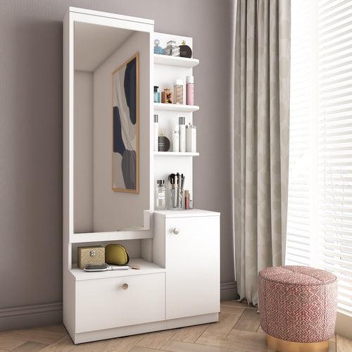 Bella Dresser Unit / Dressing Table with Mirror (Moonshine White Finish)