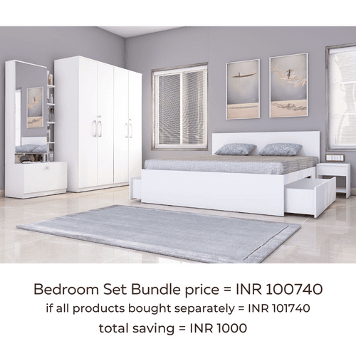 Royale 2 set of 5 modular furniture - King Bed, 4 Door Wardrobe, Dresser with Mirror and 2 side tables