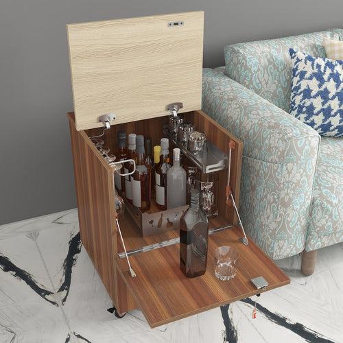 Curio Mini Bar Cabinet on Wheels