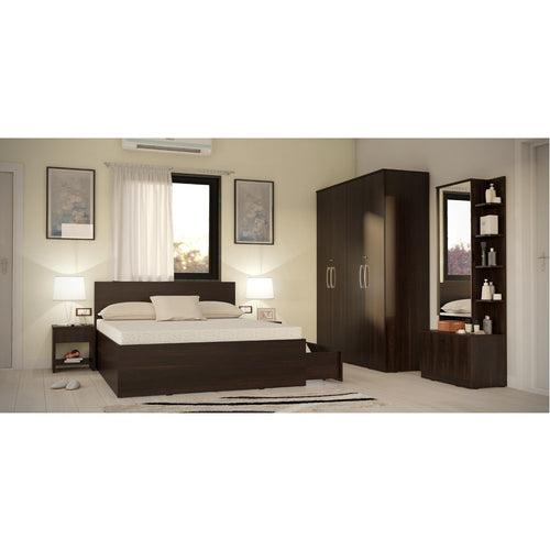 Modena 11: Set of 5 Bedroom Furniture - 4 door Wardrobe, Queen Bed Right, Dresser and Side Tables