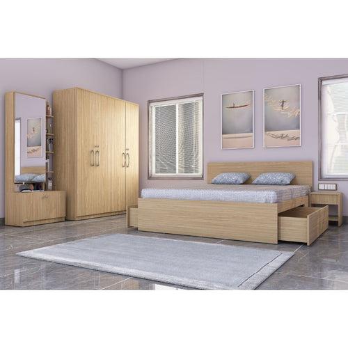 Royale 2 set of 5 modular furniture - King Bed, 4 Door Wardrobe, Dresser with Mirror and 2 side tables