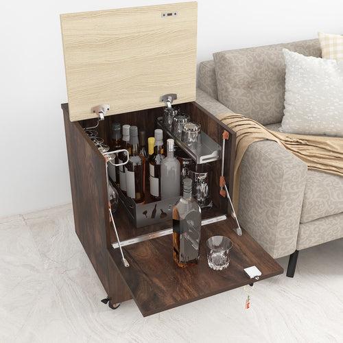 Curio Mini Bar Cabinet on Wheels