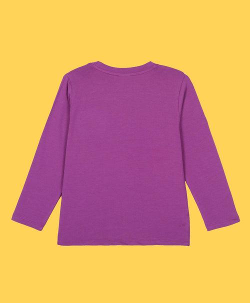 PURPLE HEART LONG SLEEVES GIRLS T-SHIRT  - PURPLE