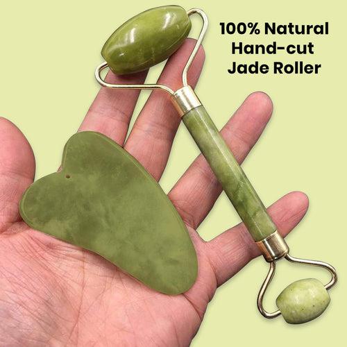 Jade Roller - Face Massager Tool with Gua Sha Set