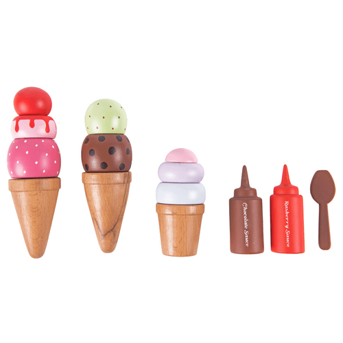 NESTA TOYS - Wooden Ice Cream Set | Play Food and Accessories (14 Pcs)