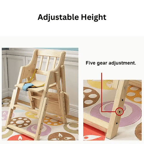 NESTA TOYS - Adjustable Wooden High Chair for Babies & Toddlers (6+ Months)