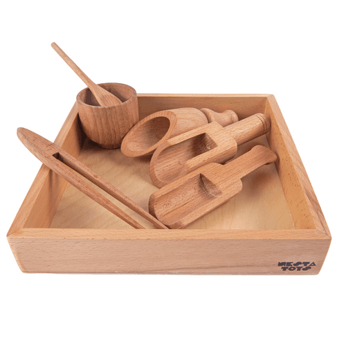 Sensory Wooden Toy Set with Montessori Tray (7 Pcs)