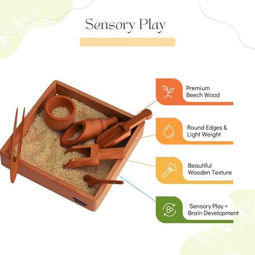 Sensory Wooden Toy Set with Montessori Tray (7 Pcs)