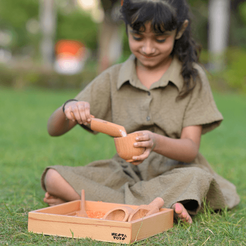 Sensory Wooden Toy Set with Montessori Tray (7 Pcs)