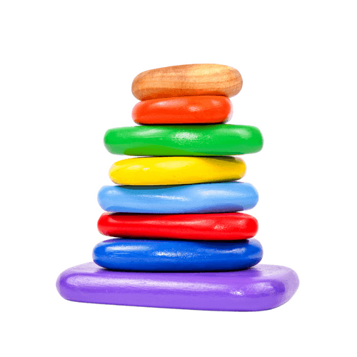 NESTA TOYS - Wooden Balancing Pebbles |  Rainbow Stacking Sensory Toy (8 Pcs)