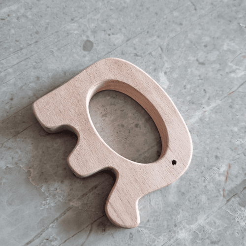 Wooden Car & Elephant Teether Set | Beech Wood Teether