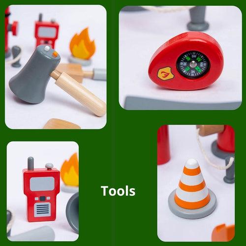 Firefighter Pretend Play Toy with Fireman Costume Kit (14 Pcs)