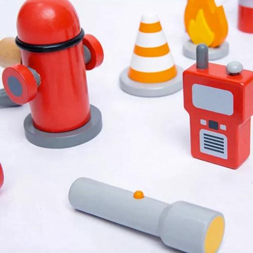 Firefighter Pretend Play Toy with Fireman Costume Kit (14 Pcs)