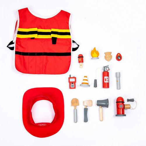 Firefighter Pretend Play Toy with Fireman Costume Kit (14 Pcs)