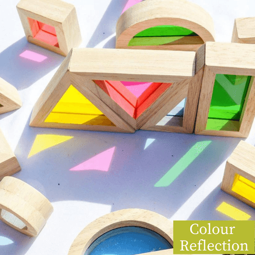 Wooden Rainbow Blocks | Acrylic Multicolor Geometrical Blocks Set for Kids